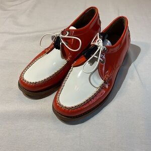 Weejun Vintage 50s Style Orange/Red White Penny loafer, leather sole, Size 9